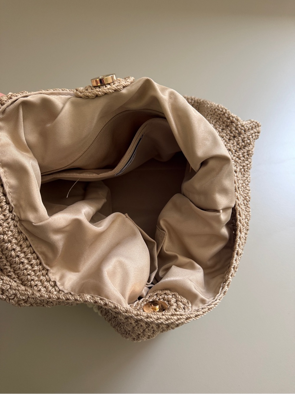 Tommy Bahama Slouchy Crochet Beige and Tan Shoulder Bag - Picture 4 of 5